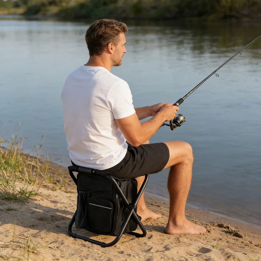 Angler 3-in-1 – als Sitzhocker beim Angeln am See – Ansicht 6