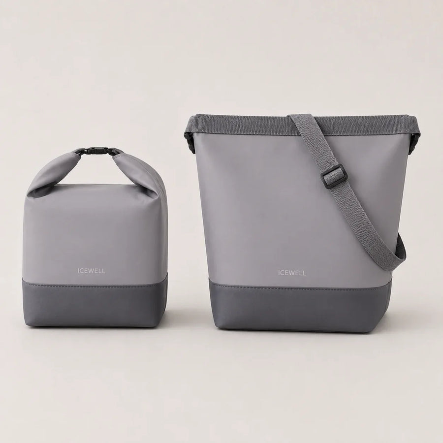 ICEWELL Lotus Kühltasche in Grau – zwei Größen im Größenvergleich für Alltag und Ausflüge – Ansicht 6
