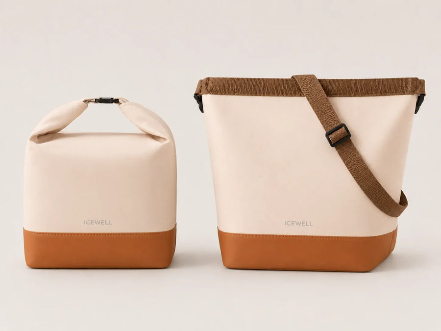 ICEWELL Lotus Kühltasche in Latte – zwei Größen im Größenvergleich für Alltag und Ausflüge – Ansicht 9