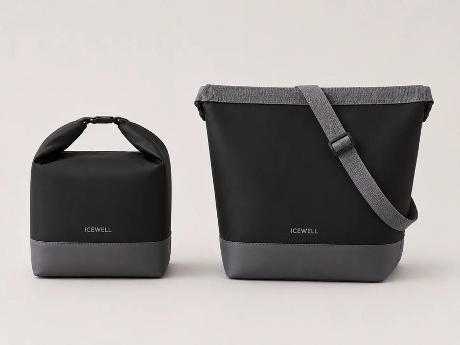 ICEWELL Lotus Kühltasche in Schwarz – zwei Größen im Größenvergleich für Alltag und Ausflüge – Ansicht 12