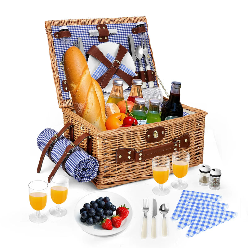 Terra Picknickkorb für 4 Personen – komplettes Set mit Decke